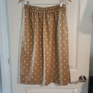 J Crew Tan Polka Dot Midi Skirt